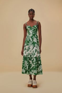 Forest Soul Mix Midi Dress – FARM Rio Printed Knee-length Midi Dress For Garden Party, Green Midi Dress With Fitted Bodice For Summer, Printed Sundress Midi Dress For Brunch, Printed Sundress For Brunch, Green Dress With Fitted Bodice For Brunch, Printed Midi Dress For Vacation, Printed Mid-length Midi Dress For Vacation, Summer Printed Midi Dress For Garden Party, Printed Summer Midi Dress For Garden Party