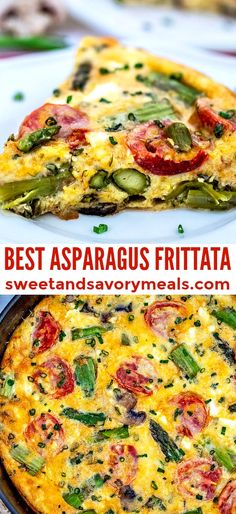 the best asparagus frittata recipe is made with fresh asparagus and tomatoes