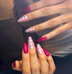 Pink Plaid Nails, Argyle Nails, Classy Acrylic, Nail Pops, Liquid Nails