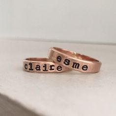 We created our Personalized Stacking Rings to mix and match perfectly with our stacking rings so you can create the stack that's just right for you. Keep your loves close, commemorate a special date or a short meaningful message, use symbols, it's totally up to you. Comes in font shown only. Available options for personalization include, heart, star, compass star or cross. This rose gold filled ring is hand forged and stamped in our studio at the time of order. It's about 4mm thick and has an or Compass Star, Stamped Rings, Stone Feature, Gold Filled Ring, Ring Rose Gold, Personalized Rings, Love Ring, Stacking Ring, Hand Forged