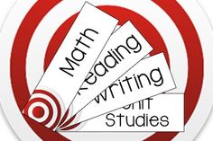 a red and white target with the words north reading writing unit studies written on it