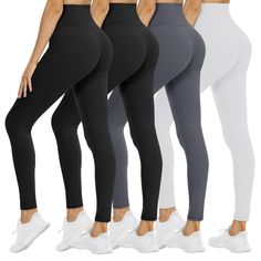 PRICES MAY VARY. 【WORTH THE COST】- You can get 4 pairs of leggings for women all in one. Each legging with high quality only needs less than $7. Rich color collocation for womens' leggings underlines women's youth and vitality. We know this workout legging will become a new favorite of yours. 【HIGH WAISTED DESIGN】- 5.3 inches wide compression waistband for excellent coverage. And tight fit accentuates your natural curves which make you look more awesome, slim and great. Enjoy the feeling that ou Yoga Pants With Pockets, Black Yoga Pants, Black Yoga, High Waist Fashion, Workout Running, Leggings For Women, Running Leggings, Soft Leggings, Flare Leggings