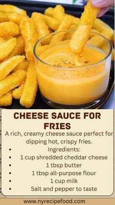 cheese sauce for fries is shown in this recipe