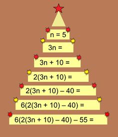 a christmas tree is shown with numbers on it and the top half has red stars