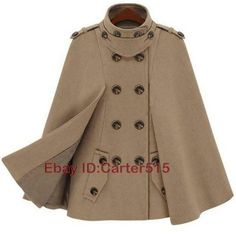 Women Jacket Double-breasted Cape Trench Coat Runway Outwear Size:S-2XL Color:Navy Material:Polyester Description:   Note: 1.Measured by hand ,may 1-2cm error.measure yourslef before order it. 2.As different computers display colors differently, the color of the actual itemmay vary slightly from the above images. 3.We can not guarantee 100% the customers can fit the shoes because of the individual size.We appreciate your understanding       Payment Delivery details Shipping Method: Air Mail(18-2 Brown Cape, Poncho Coat, Wool Poncho, Double Breasted Trench Coat, Capes For Women, Wool Blend Jacket, Cape Coat, Woolen Coat, Women's Coats & Jackets