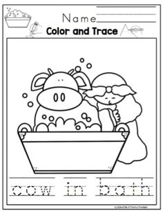 the color and trace worksheet for children