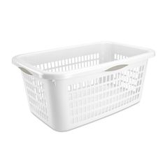 a white plastic basket on a white background