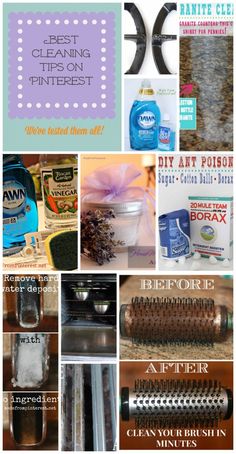 the top ten cleaning tips on pinterest are in this collage with pictures