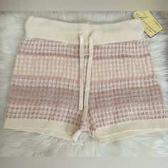 Cream/Pink/Tan Colors-Size: Large Only Tried On* These Are Are So Flattering On But Wud Look Better On Someone That’s A True Large (I Ended Buying A Medium& It Made A Big Difference) -Stretchy Yes But It’s A Knit Fabric -So Cute W/Drawstring Cinches Waist Looks Cute W/A Crop Tee, Tank, Sweater Bc They’re High Waisted. Last Pic Is A Pink Stain ( Untreated ) From My Tinted Lip Balm -I’m Sure It’ll Come Out Bc I Do This All The Time , Sorry) Tank Sweater, Yes But, Tinted Lip Balm, Vintage Shorts, Knit Shorts, Cinched Waist, Tan Color, Crop Tee, High Waisted Shorts