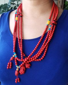 "handmade cinnabar beads ,108 mala material: hand made red beads,elastic line beads :Size: 6mm,30\" you may wear as necklace or bracelet ❤ If you have asked, Please connect me free. ❤Please read the store policy before purchase. ❤ Thank you for visiting my shop!" Red Wooden Beads In Traditional Style, Red Wooden Beads Traditional Style, Red Traditional Wooden Beads, Traditional Red Hand-strung Beaded Necklaces, Red Spiritual Necklace With 108 Beads, Bohemian Red Mala For Rituals, Red Beaded Necklace With 108 Beads For Meditation, Red Hand-strung Spiritual Beaded Necklaces, Red Beaded Bohemian Mala