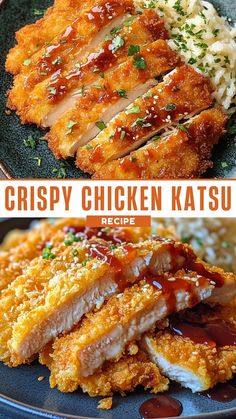 crispy chicken katsuu with rice and sauce