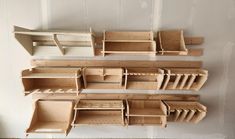 the shelves are made out of plywood and have compartments for each shelf to store items