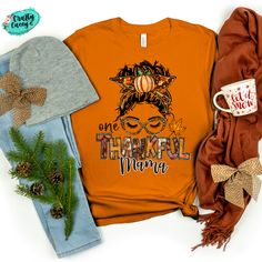 One Thankful Mama- Mom Skull Tee -Thanksgiving Unisex Bella Canvas T-shirt-Crafty Casey's-Crafty Casey's Graphic Tee With Sublimation Print For Fall, Fall Fan Apparel T-shirt With Graphic Print, Casual Fall Sublimation Design With Sublimation Print, Casual Sublimation Print Design For Fall, Fan Apparel Graphic T-shirt For Fall, Fall Casual Sublimation Print Design, Casual Fall Sublimation Print Design, Fan Apparel Graphic Print T-shirt For Fall, Thanksgiving Cotton T-shirt With Graphic Print