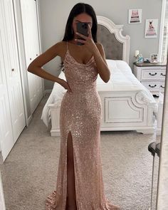 Rose Gold Dress Winter, Prom Dresses 2023 Champagne, Sparkly Rose Gold Dress, Rose Gold Grad Dress, Long Sparkle Dress, Champagne Sparkle Dress, Prom Dresses 2023 Gold, Rose Gold Formal Dress Long, Rose Gold Prom Dress Couple