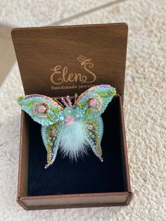 Mint Fairy - this is the name of a handmade brooch-moth, embroidered with beads.  Perhaps this is your fabulous butterfly?      Cicada is a positive and life-affirming symbol. Handmade fabulous cicada brooch is suitable for any style. Suitable for Victorian style, art deco, boho, modern business look or social events. This brooch will add its own unique accent and attract the attention of the interlocutor and compliments.    The brooch will decorate your look or can be an original gift for any o Unique Handmade Turquoise Brooch, Unique Handmade Turquoise Brooches, Handmade Turquoise Brooches As Gift, Handmade Turquoise Brooches For Gift, Cicada Brooch, Moth Brooch, Dna Art, Beading Designs, Turquoise Butterfly