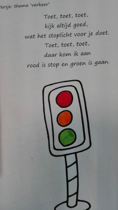 a child's drawing of a traffic light with words written on the back side