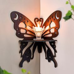 Elegant Wooden Butterfly Single Tier Wall Shelf for Home Decor and Storage 2023 - US $13.99 Tier Wall Shelf, Wooden Butterfly, Fake Hydrangeas, Wall Shelf Decor, Lotus Design, Hanging Crystals, Mors Dag, Corner Shelves, Butterfly Shape