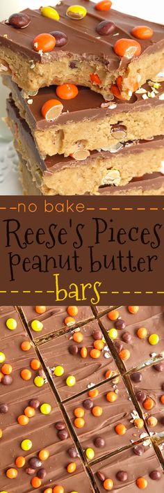 no bakes reese's pieces peanut butter bars