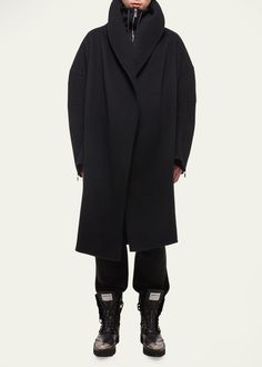 Find HELMUT LANG Apex Wool Cocoon Coat on Editorialist. Helmut Lang solid cocoon coat Silvertone zippers at back neck and cuffs Open front Oversized fit Long sleeves Wool Unlined Dry clean Imported Long Coat Outfit, White Wool Coat, Mens Wool Coats, Cocoon Coat, Painted Denim, Hooded Parka, Back Neck, Coat Outfits, Parka Coat