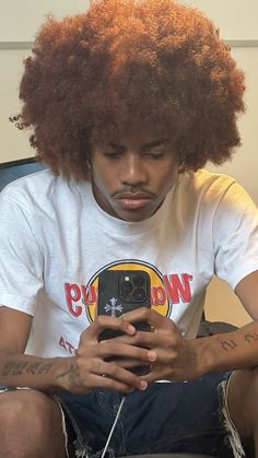 3b Men Hairstyles, Ginger Afro Men, Black Ginger Men, 4c Afro Men, Men Brown Hair, Black Men Hair Colour, Afro Hair Boy, Male Afro, Ginger Afro