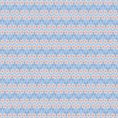 an abstract blue and pink pattern with small flowers on the bottom, in pastel shades