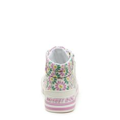 Step into a meadow of comfort with the Jazzin Pastel Floral High Top Sneakers! 🌸 Wrapped in green and pink florals, these cotton high tops are your ticket to a stylish season. White laces and a crisp rubber toe cap keep things classic, while a side zipper adds a modern twist. Match them with leggings or a denim skirt for a sweet, springtime ensemble. Their plush foam insole makes every step feel like walking on a cloud. 🌼👟 Style: Rocket Dog women's high top sneaker Upper Material: Green and P Trendy Green Sneakers For Spring, Sporty Floral Print Sneakers With Round Toe, Casual Pink Cotton Sneakers, Summer Cotton High-top Sneakers With Round Toe, Spring Pink High-top Sneakers With Round Toe, Pink High-top Sneakers For Spring, Spring Cotton High-top Sneakers With Round Toe, Cotton High-top Sneakers With Round Toe For Summer, Sporty Pink High-top Sneakers For Spring