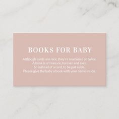 a pink business card with the words books for baby on it