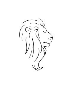 a black and white drawing of a lion's head