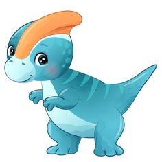 a small blue dinosaur with an orange mohawk