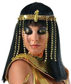 COSTUME ACCESSORY - WOMAN'S EGYPTIAN HEADPIECE GOLD | eBay Snake Arm Band, Egyptian Headpiece, Egyptian Goddess Costume, Egypt Costume, Egyptian Hairstyles, Egyptian Makeup, Goddess Costume, Gold Headpiece, Long Pearl Necklaces