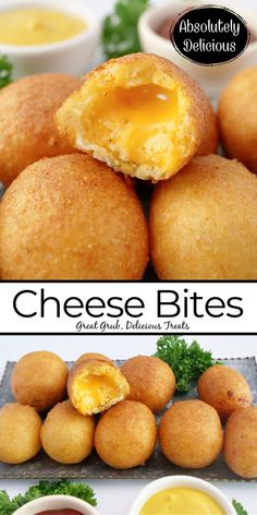 A double photo of perfectly fried bites. Corn Dog Batter Recipe, Corndog Batter Recipe, Corndog Batter, Corn Dog Bites Recipe, Fried Cheese Balls Recipe, Corn Dog Bites, Babycakes Recipes, Fried Cheese Bites, Corn Dog Batter