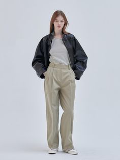 This is NILBY P’s casual wide pants made of soft-touch cotton material. With its flexible fabric, it's perfect for styling a neat casual look. Designed with a semi-high waistline, it elongates the leg line. It's a basic item that goes well with any look.- It's great for daily wear- You can mix and match it with different styles of tops to create various outfits- It can be easily taken off with the buttons and zipper on the front Chic Relaxed Fit Wide-leg Chinos, Wide-leg Chinos For Spring Business Casual, Fall Straight Chinos, Spring Workwear Wide-leg Chinos, Cotton Wide-leg Dress Pants, Spring Wide-leg Chinos, Chic Straight Chinos For Fall, Chic High-waisted Chinos For Fall, Chic Wide-leg Chinos For Spring