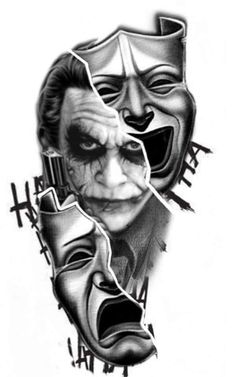 a drawing of the joker with his face cut out from it's sides and teeth