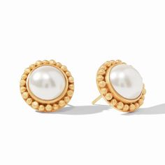 Marbella Pearl Stud Earrings-Julie Vos-Swag Designer Jewelry Julie Vos Jewelry, Pearl Centerpiece, Julie Vos, Stud Style, Gold Pearl Earrings, Pearl Earring, Pearl Stud Earrings, Pearl Studs, Marbella