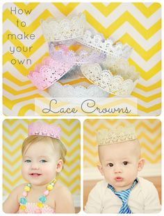 three pictures of babys wearing crowns and tiaras with the words how to make your own