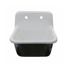 a white sink sitting on top of a black counter