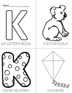 the letter k worksheet with pictures of animals and letters to print out for kids