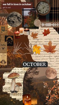 a collage of autumn images with the words october