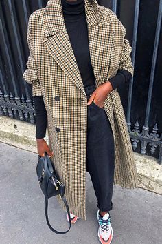 Mode Zara, Long Winter Coats, Long Coat Women, Plaid Coat