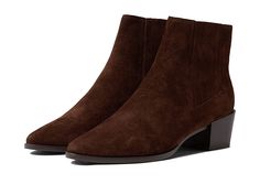 rag & bone Rover - Women's Boots : Espresso Suede : Step with purpose wearing the pointed toe, leather rag bone Rover ankle boot featuring a sleek design with pull on construction, back quarter pull tab, and stacked chunky heel. Soft leather lining with lightly cushioned, leather footbed. Textured synthetic outsole. Imported. Measurements: Heel Height: 2 in Weight: 15 oz Shaft: 4 in Product measurements were taken using size 39.5 (US Womens 9.5), width M. Please note that measurements may vary b Fall Chelsea Boots With Reinforced Heel, Fall Workwear Heeled Boots With Heel Pull Tab, Fall Chelsea Boots With Stacked Heel, Fall Chelsea Boots With Heel Pull Tab, Brown Chelsea Boots With Stacked Heel For Fall, Pull Tab, Chunky Heel, Chunky Heels, Rag & Bone