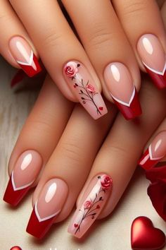 White Nails With Red Design, Nails With Flowers, January Nail, Rings Brand, Unghie Sfumate, Latest Nail Designs, Nails Yellow, Minx Nails, Manicure Y Pedicure