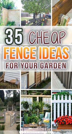 the cover of an article about fence ideas for your garden, with pictures of different fences and