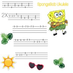 the spongebob ukulee worksheet is filled with numbers and symbols