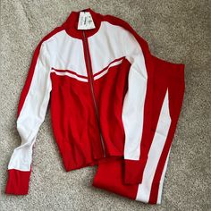 Express X Olivia Culpo Red Tracksuit - Pants And Jacket Size Xs New With Tags!! Never Been Worn Red Fitted Tracksuit Athleisure, Red Fitted Tracksuit For Athleisure, Red Fitted Athleisure Tracksuit, Sporty Red Long Sleeve Set, Fitted Red Winter Tracksuit, Fitted Red Tracksuit For Loungewear, Sporty Red Sets For Spring, Red Tracksuit, Tracksuit Pants