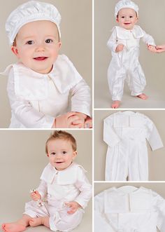 Handsomely traditional the Brakkin is a light fabric romper outfit with adorable beret you'll love. Elegant White Sets With Buttons, Classic Long Sleeve Sets For Baptism, Cream Long Sleeve Baptism Set, White Wedding Sets With Buttons, Classic Cream Baptism Clothing Set, Classic Cream Baptism Dress For Formal Occasion, Classic Cream Sets For Baptism, Elegant Cream Sets For First Communion, Elegant Cream First Communion Sets