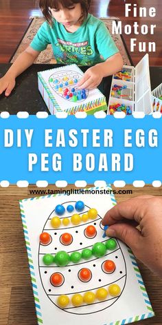 an easter egg peg board game for toddlers to play with and learn how to make it