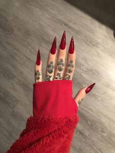 Nails And Tattoos, Red Stiletto Nails, Acrylic Nails Stiletto, Red Jelly, Colorful Nails