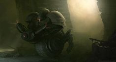 a motorcycle parked in the middle of a dark alley with light coming from behind it