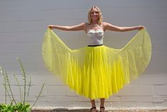 If you didn't find your size or color, please message me, and we can create a custom order. It will take about 3-4 weeks to ship. Thanks so much! Details:   -Color: Lemon Yellow  -Elastic waist   -Material: Tulle (100% polyester)  -One yellow skirt lining inside separately  -The skirt contains about 192 pieces of fabric. The larger the size, the more pieces of fabric are made of. Care: Hand wash/Dry clean If you didn't find your size or color, please message me, and we can create a custom order. Yellow Tulle Skirt, Skirt Lining, Yellow Skirt, Dance Skirt, Springfield Mo, Lemon Yellow, Wedding Shop, Tulle Skirt, Beauty Book