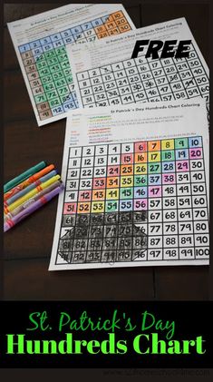 the st patrick's day hundreds chart with crayons and pencils